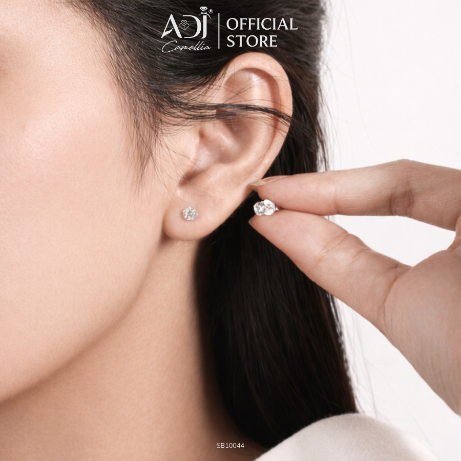 Bông Tai Bạc 925 Nữ Đính Đá CZ 3–6mm, Khuyên Tai Viên Chủ Sang Trọng Cao Cấp_thumbnail_4