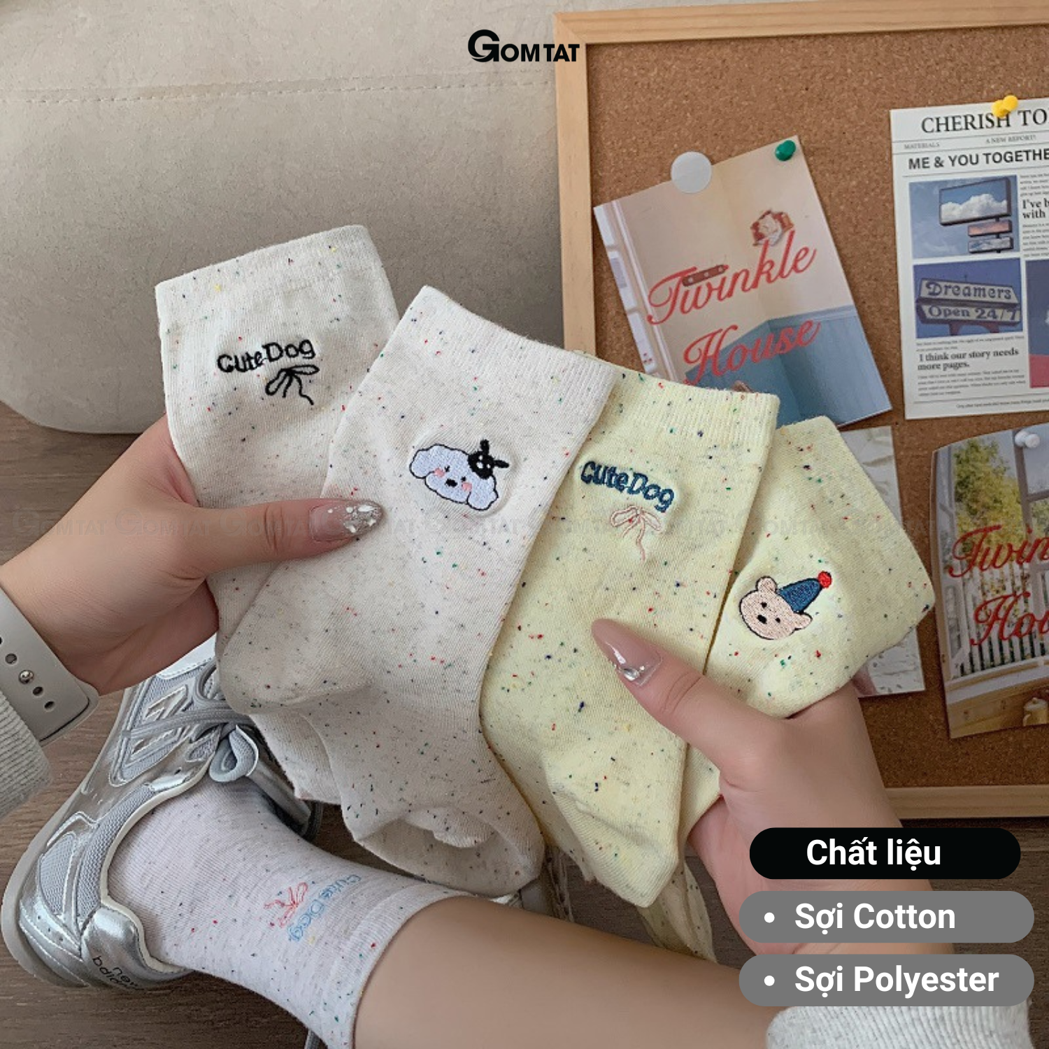 Set 5 đôi vớ nữ cổ cao GOMTAT họa tiết cute, tất nữ cotton cao cấp mềm mại, êm chân – JIN-2512-CB5_thumbnail_3