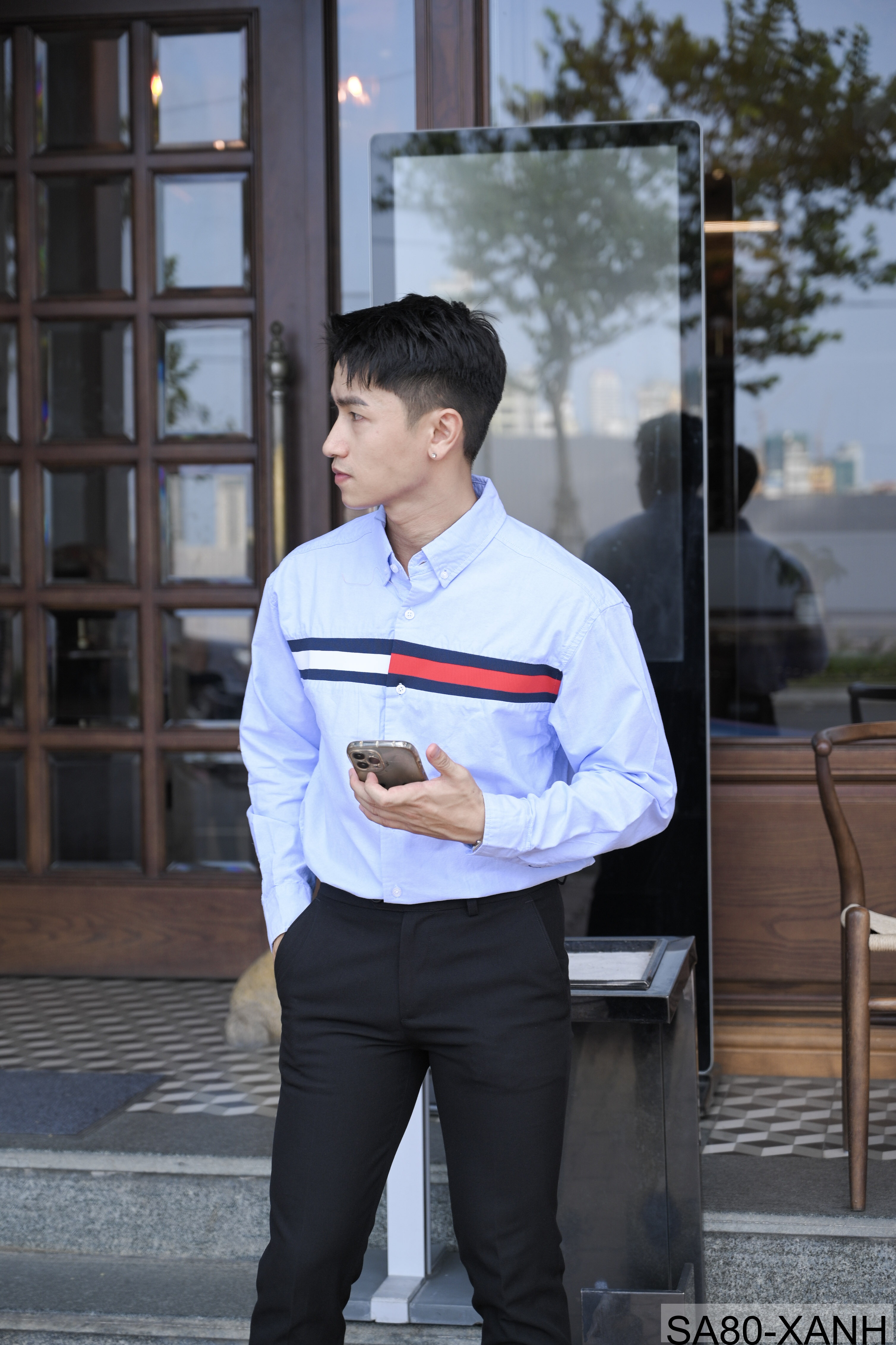 SA80 - Áo sơ mi nam tay dài phong cách Nhật Bản, chất cotton mềm mại, cổ bẻ, thiết kế sọc ngang thời trang_thumbnail_13