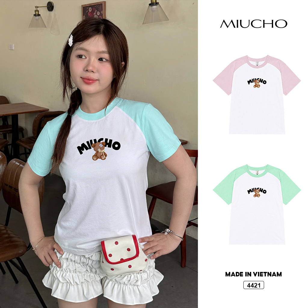 Áo babytee form ôm phối tay mix màu gấu Miucho 4421