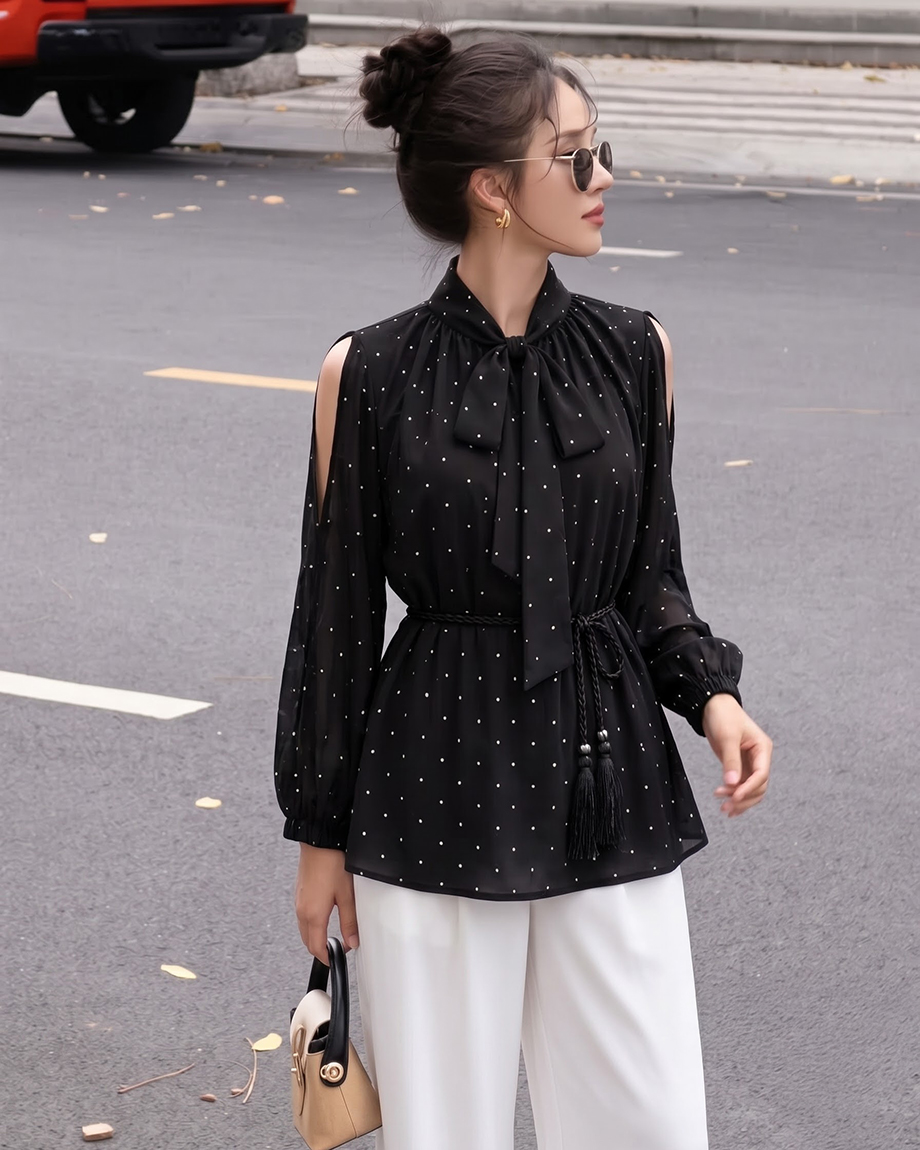 Áo sơ mi chấm bi 26125