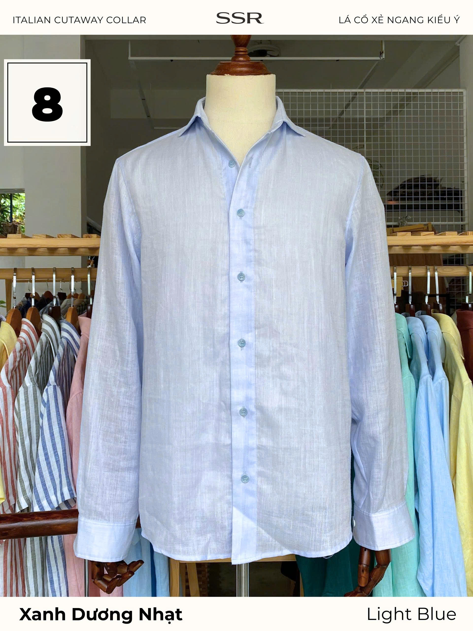SSR - SƠ MI TAY DÀI - CỔ Ý CUTAWAY - Vạt Bầu - 100% LINEN_thumbnail_5