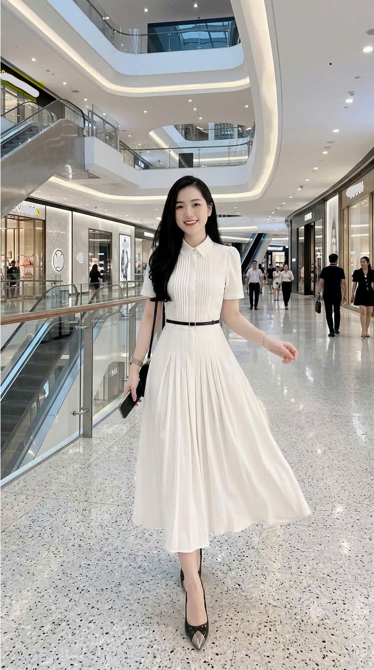 Đầm trắng Kèm belt mã VER2209