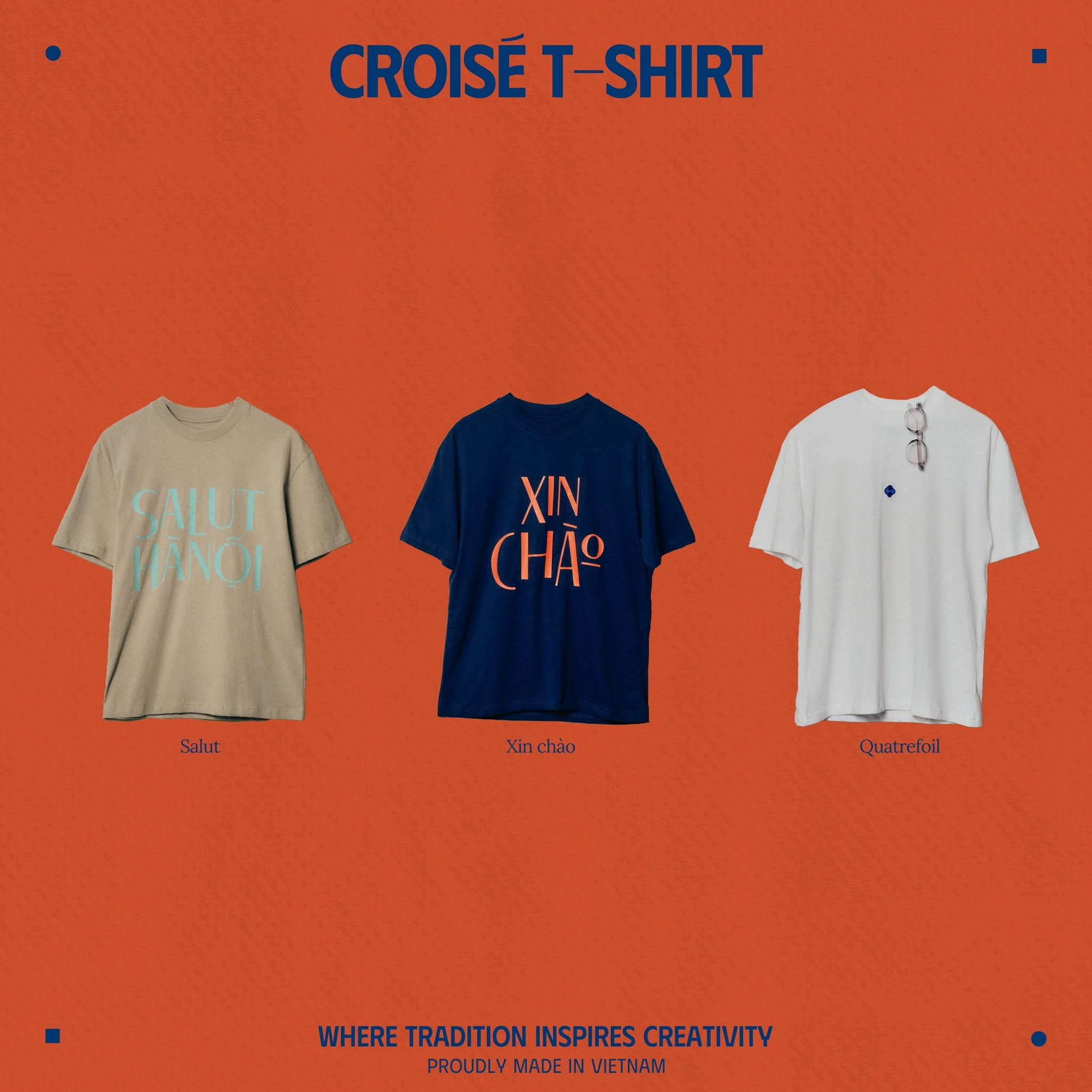Áo Thun CROISÉ SALUT HANOI Màu Ghi Xám In Chữ Xanh Mint Dáng Rộng Unisex Tối Giản Vintage Nam Nữ_thumbnail_16