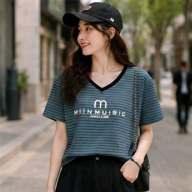 Áo Thun sọc ngang cổ tim M miinmusic Free Size 45-75kg Co Giãn 4 Chiều Tôn Dáng Mềm Mịn Thoáng Mát Dễ Phối Phong Cách_thumbnail_6