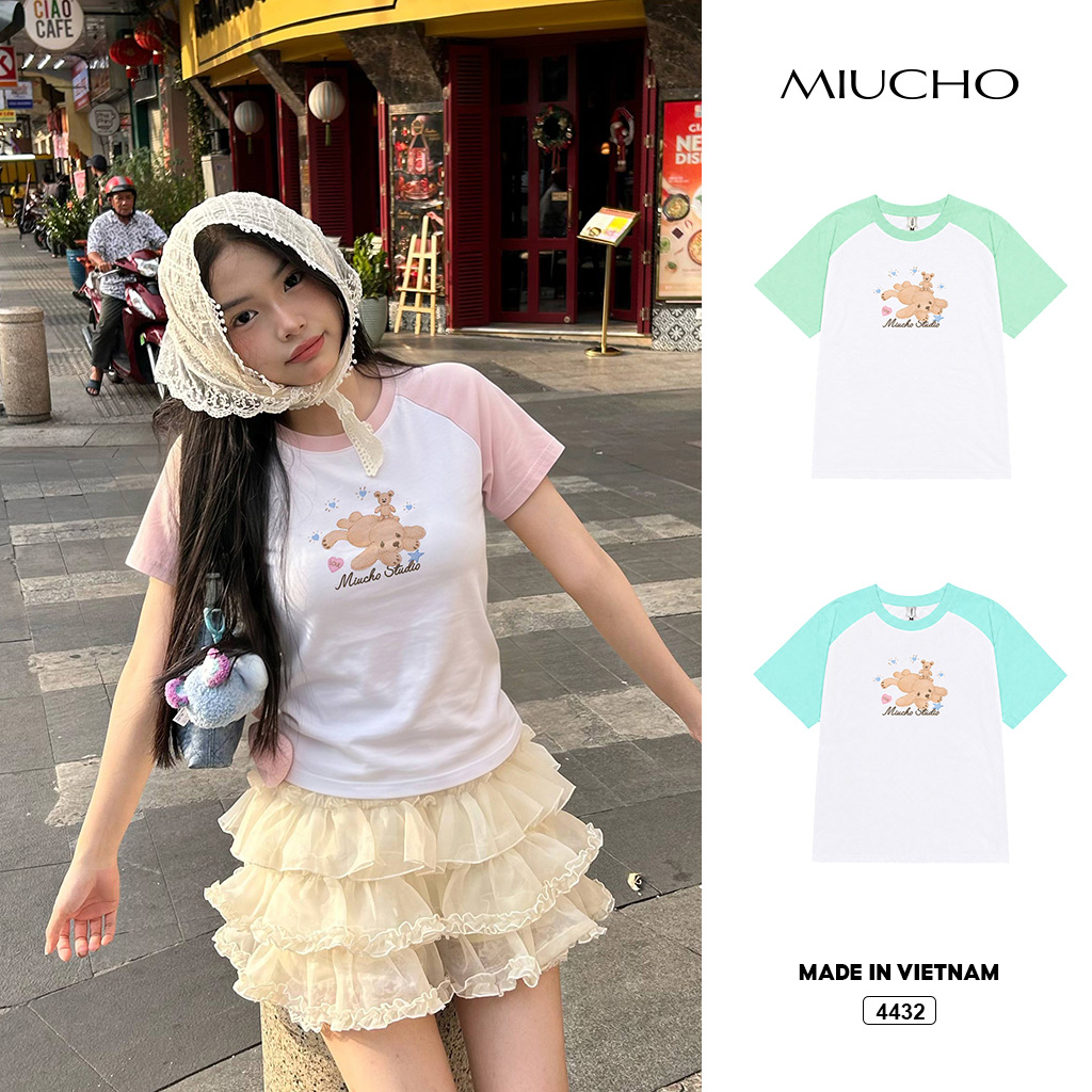 Áo baby tee form ôm nữ lovely bear Miucho 4432