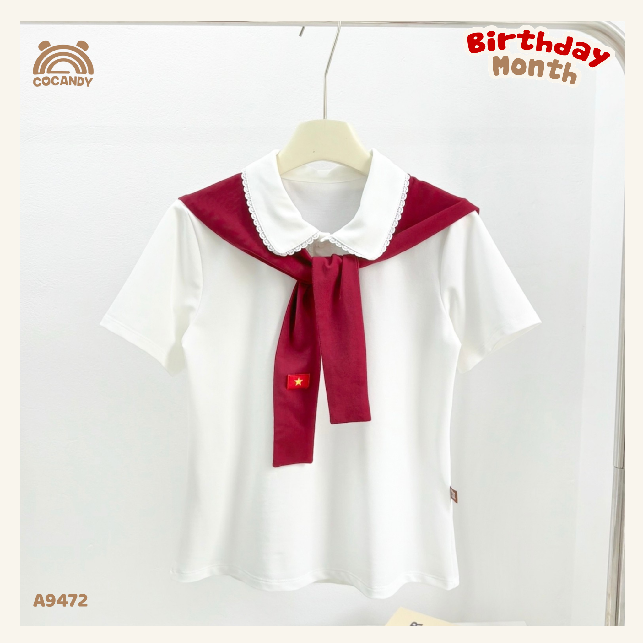 Áo cộc polo TRẮNG cổ sen NỮ