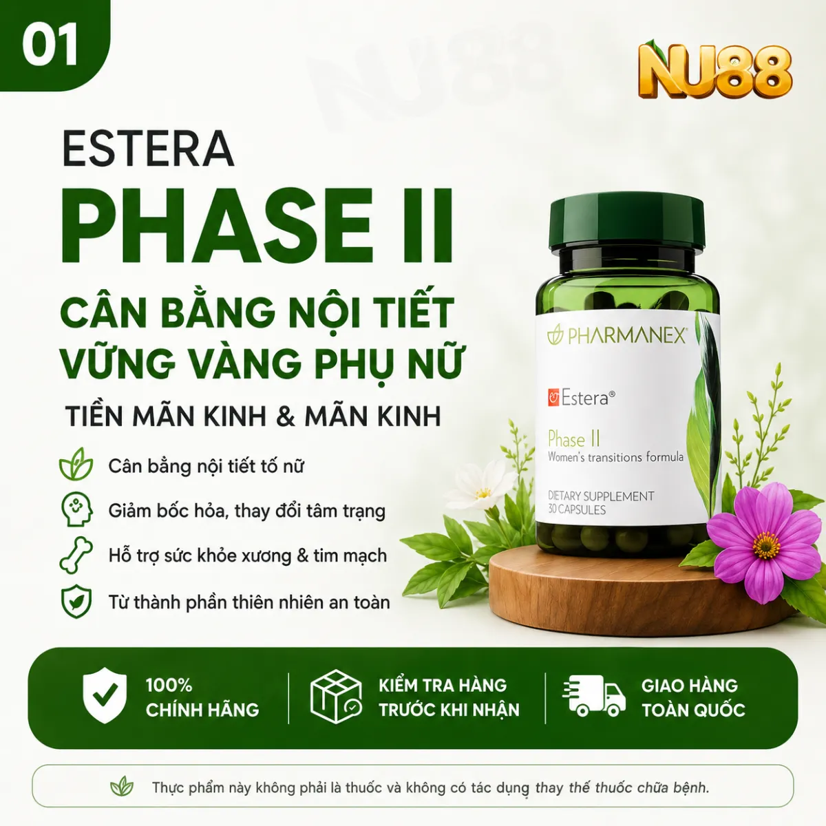 Estera Phase II Nội Tiết Tố Nữ Tiền Mãn Kinh
