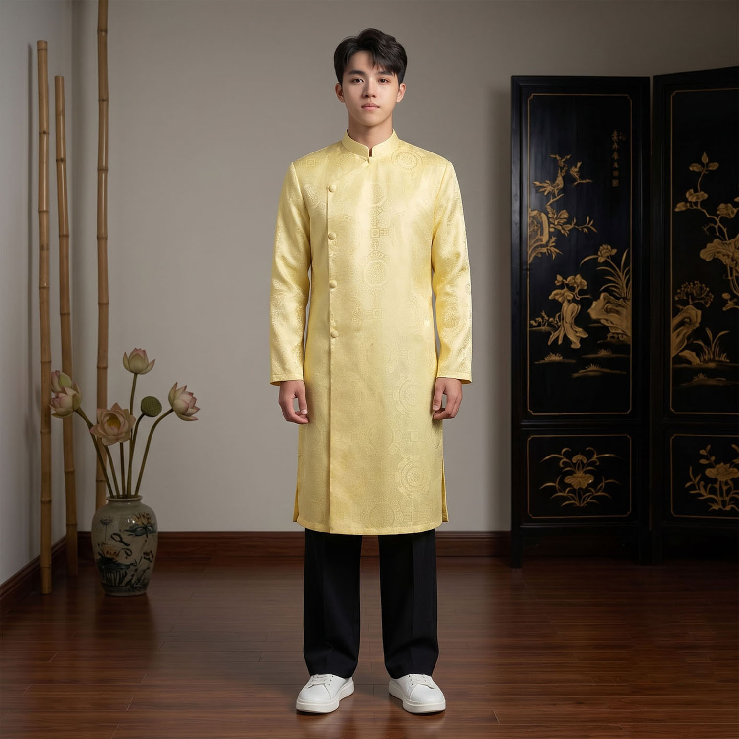 Áo Dài Nam Cách Tân Gấm Vân Cao Cấp NA26-17_thumbnail_9