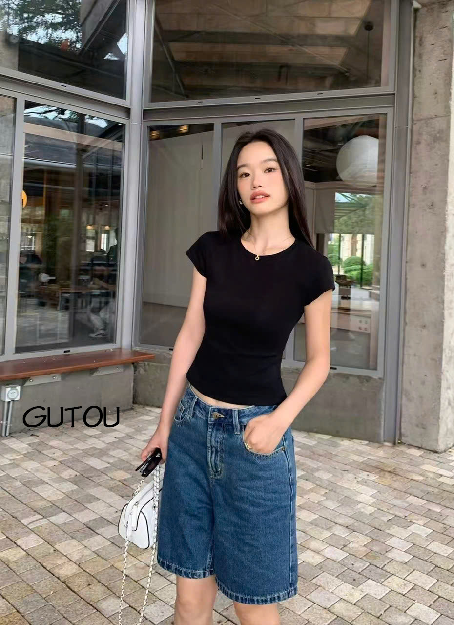[ GUTOU ] Áo Thun Ôm Body Cổ Tròn Tay Ngắn Basic_thumbnail_8