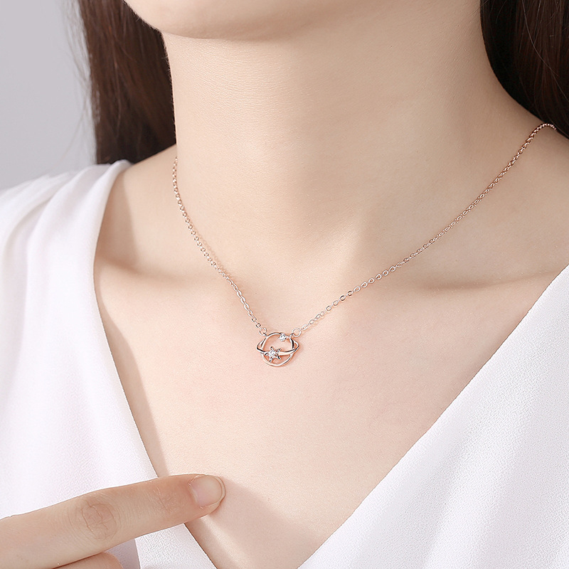 Dây Chuyền Bạc S925 Mẫu Hành Tinh Và Ngôi Sao Đính Đá Zircon Tinh Xảo HTT034VH Vàng Hồng_thumbnail_2