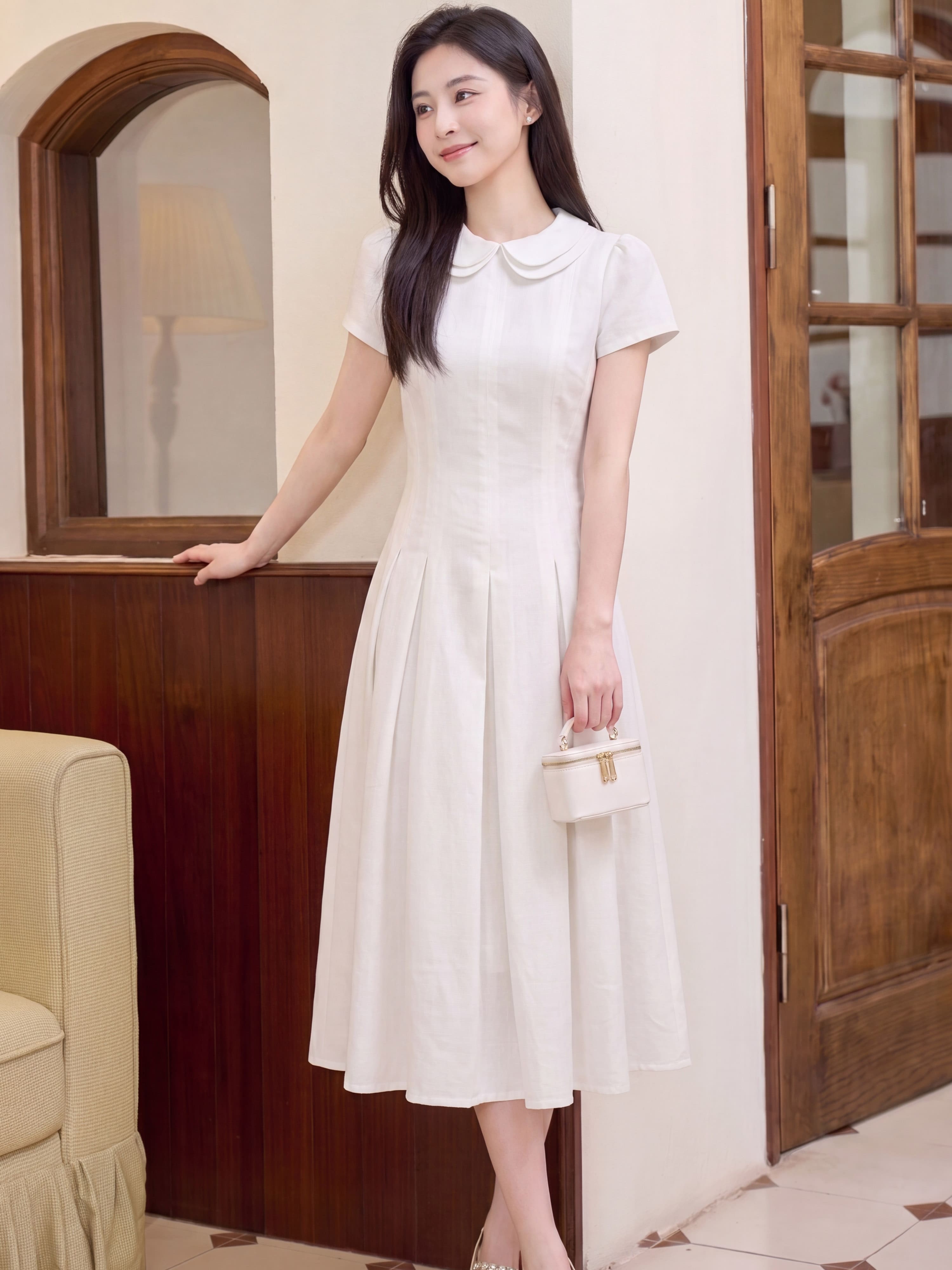 Váy xếp li dài 2 lá cổ 607007_thumbnail_3