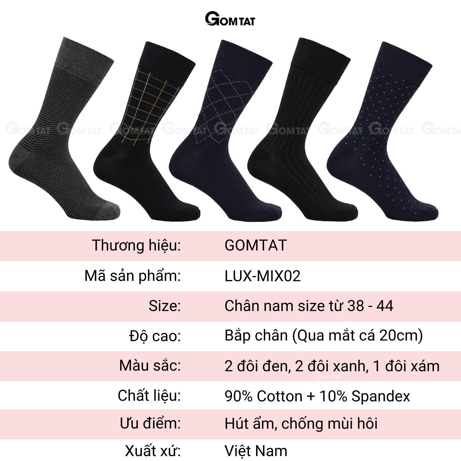 Combo tất giày tây họa tiết LUX-MIX-CB_thumbnail_18