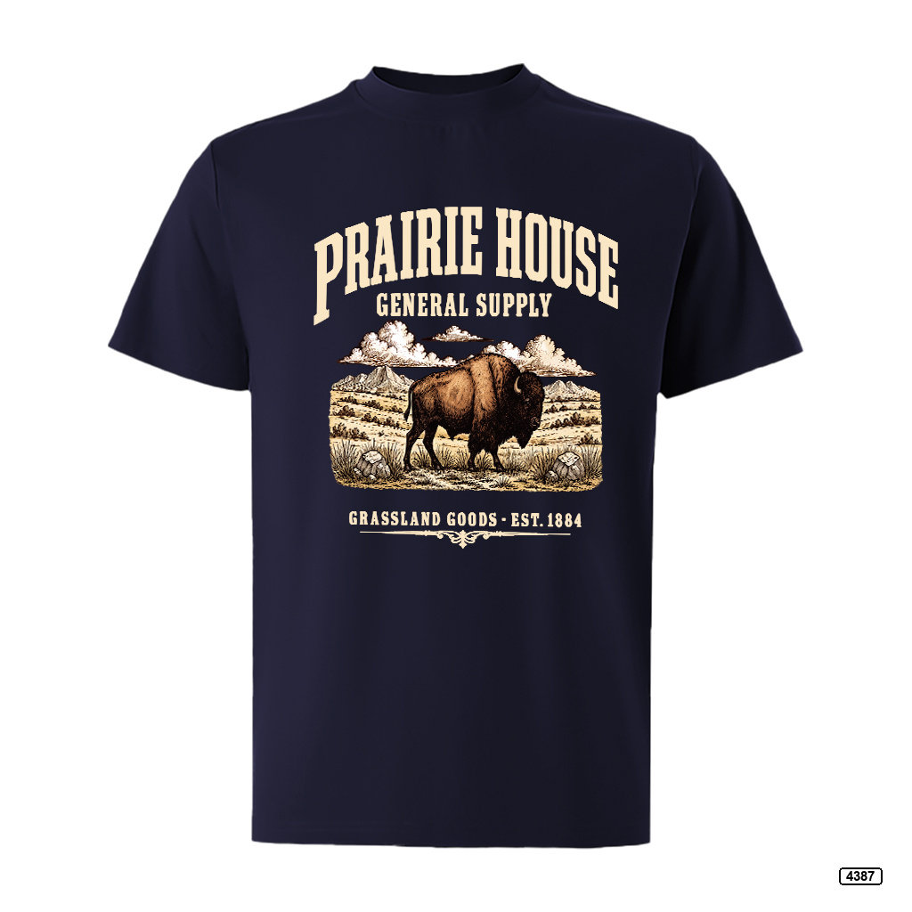 Áo thun nam Prairie House Buffalo form rộng vintage TeePrint 4387_thumbnail_15