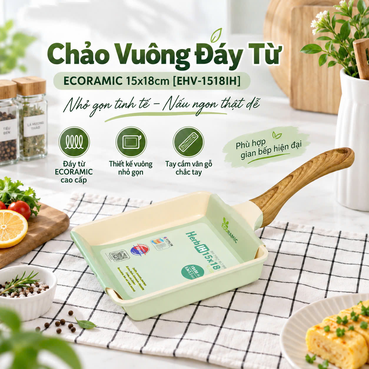 CHẢO VUÔNG Vân Đá ĐÁY TỪ 15*18CM EHV-1518IH ECORAMIC_thumbnail_3