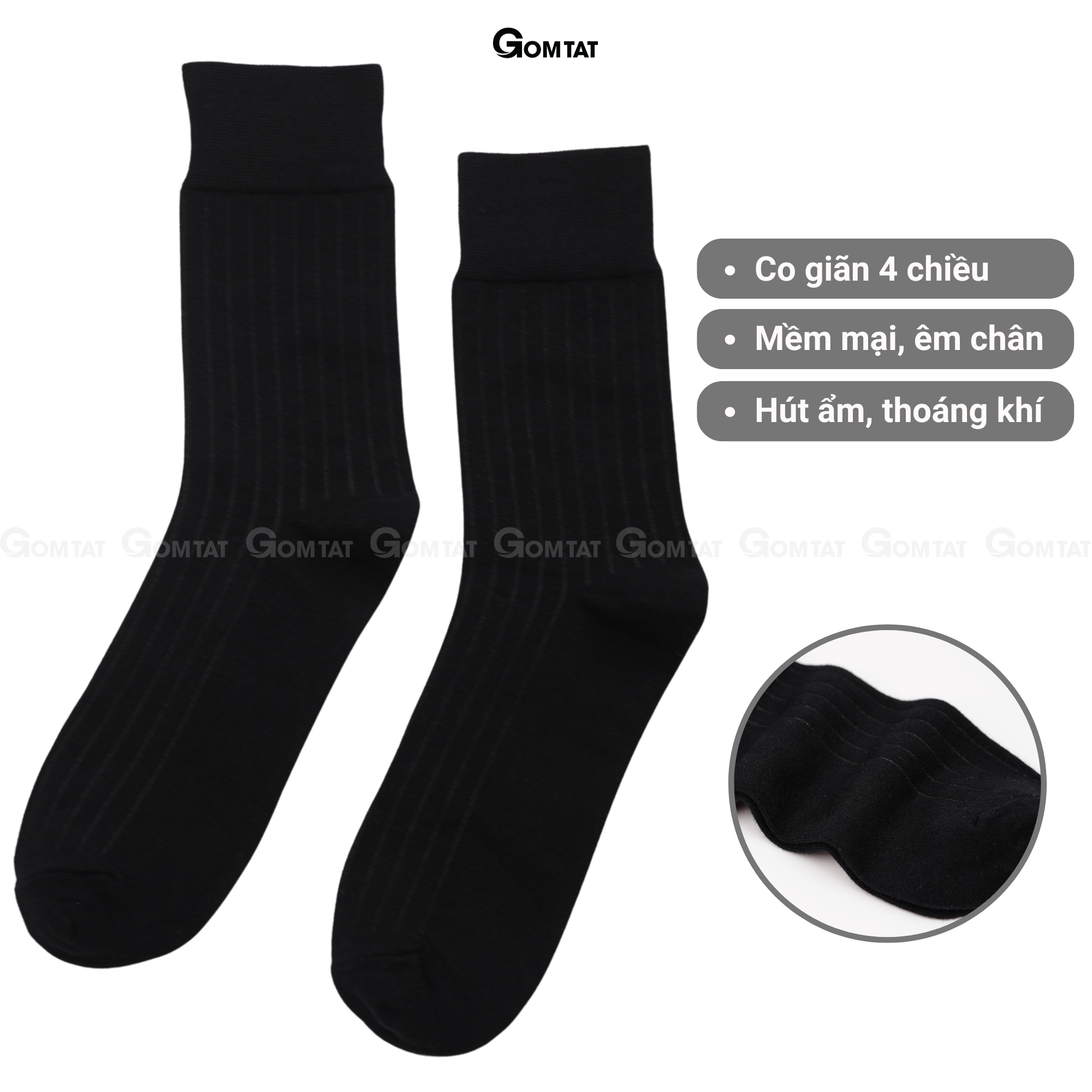 Hộp 5 đôi tất nam đi giày tây cao cổ GOMTAT gân chìm, vớ công sở nam thoáng khí LUX-TAYCHIM-DEN-CB5_thumbnail_9
