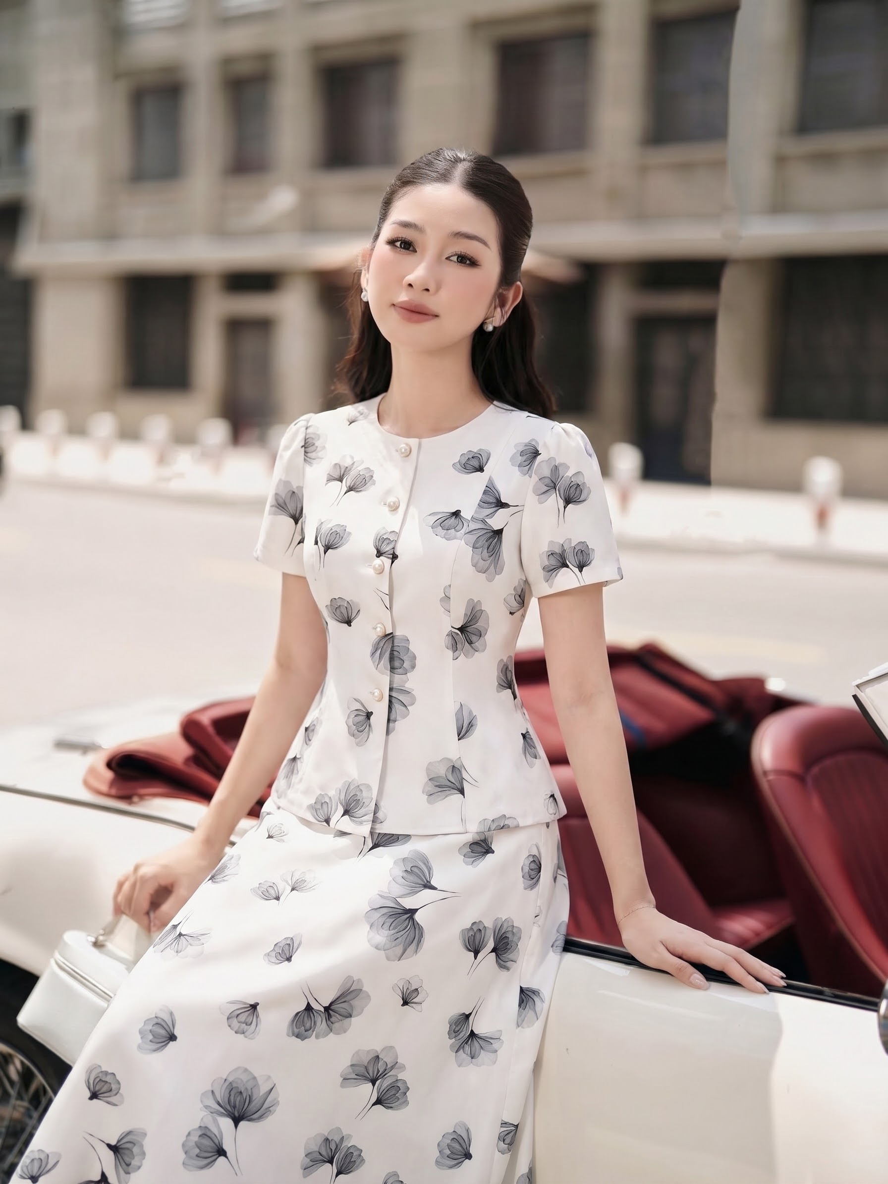 Bộ váy hoa áo peplum 26505