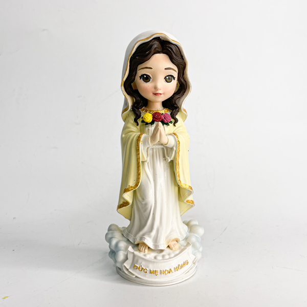 Tượng Đức Mẹ hoa hồng chibi 15cm
