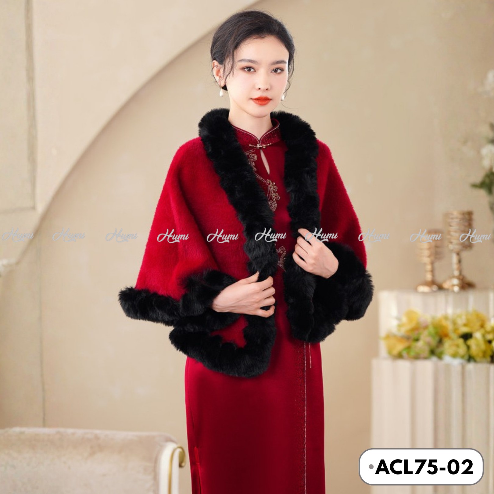 ÁO CHOÀNG LÔNG CAO CẤP (ACL75-02 ĐỎ ĐÔ)