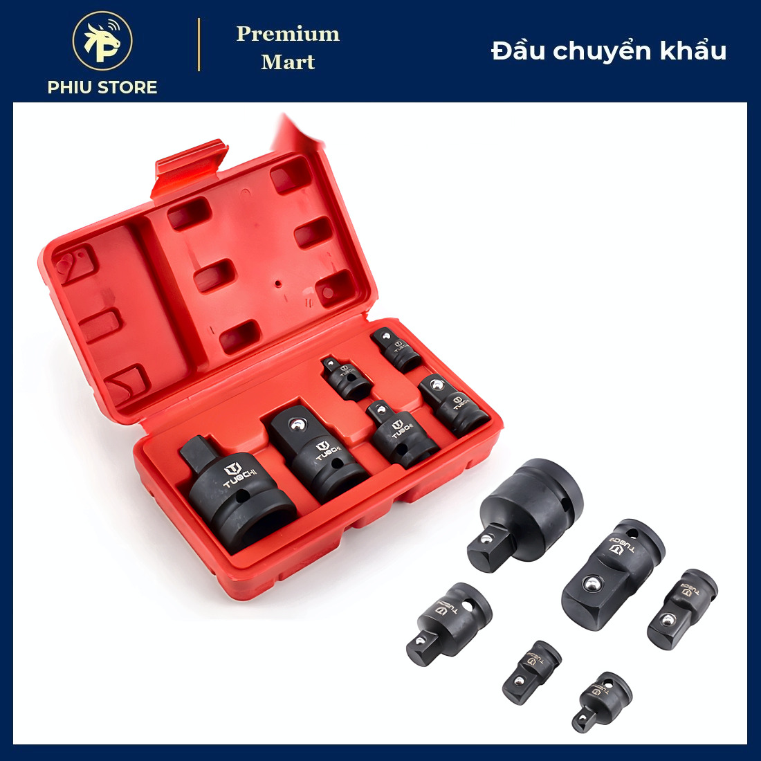 Bộ 6 Đầu Chuyển Khẩu Thép Đen - Chuyển Tuýp 1/2, 3/8, 1/4 Cao Cấp_thumbnail_3