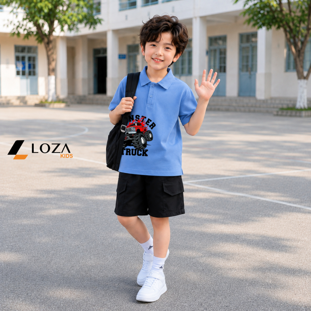 Bộ Polo bé trai hình xe Monster  - Loza Kids BU730_thumbnail_4