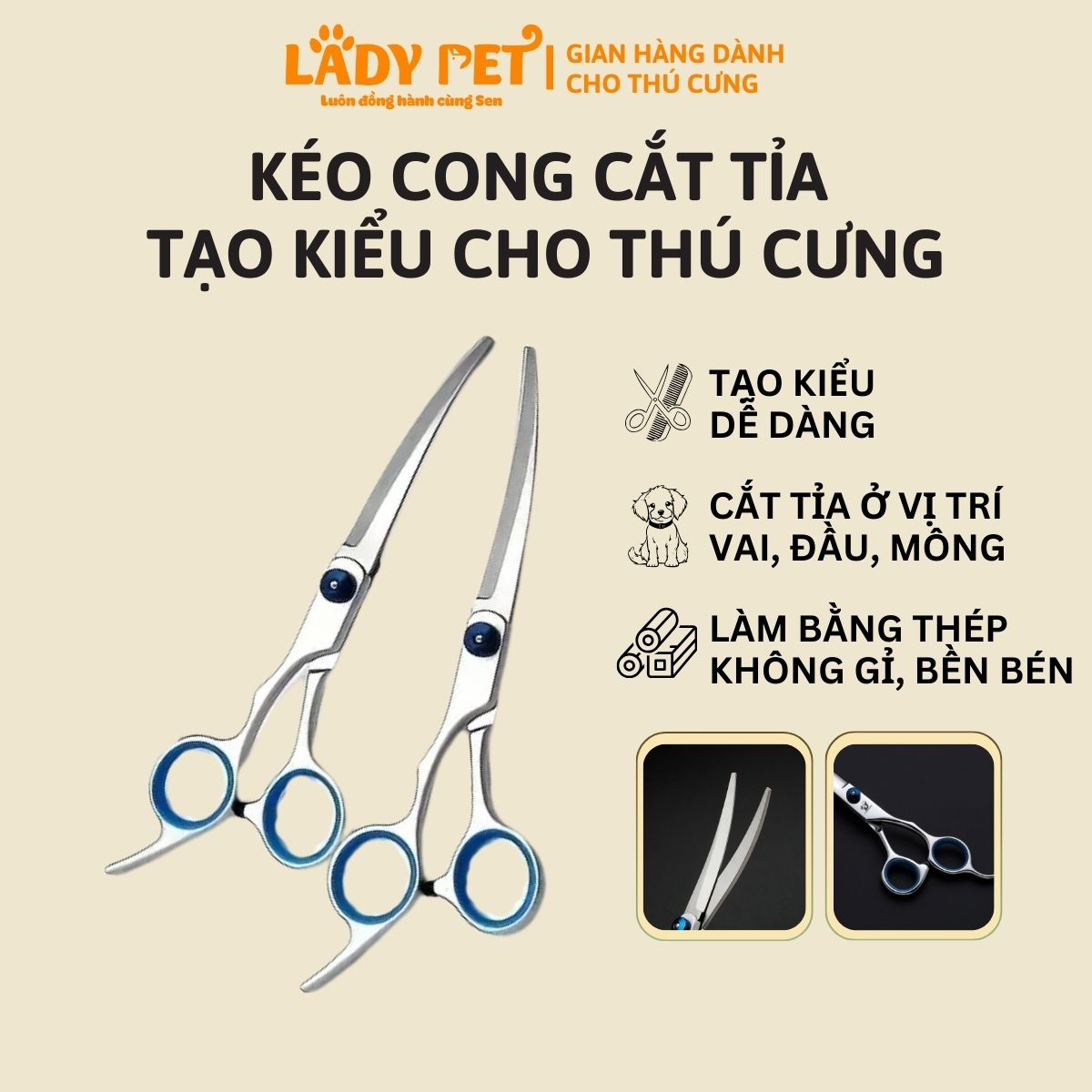 Kéo cong cắt lông thú cưng