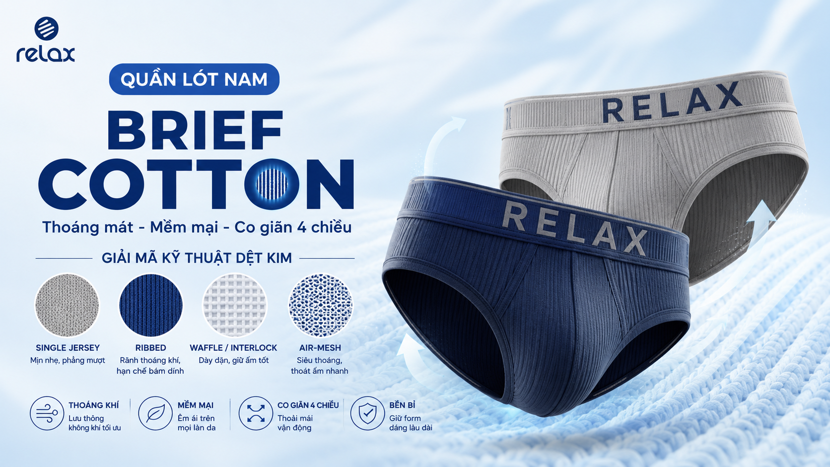 Kỹ Thuật Dệt Kim & Cấu Trúc Thun Rãnh (Ribbed) Trong Đồ Lót Nam