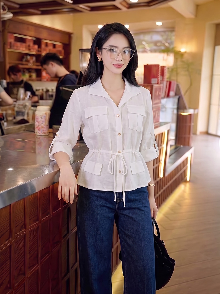Áo sơ mi linen 26120 màu trắng
