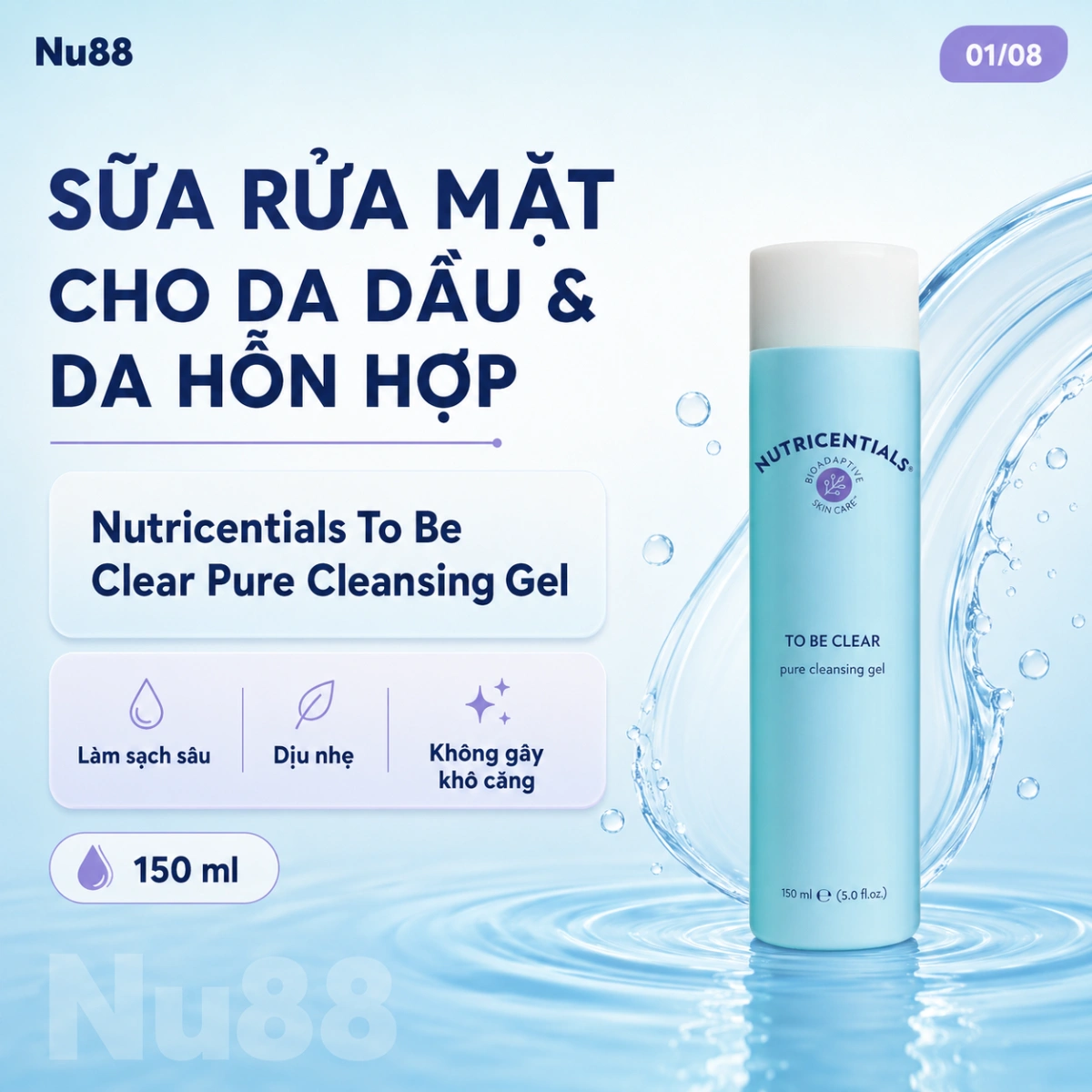 Sữa Rửa Mặt Da Thường/ Da Khô Nutricentials HydraClean Creamy Cleansing Lotion