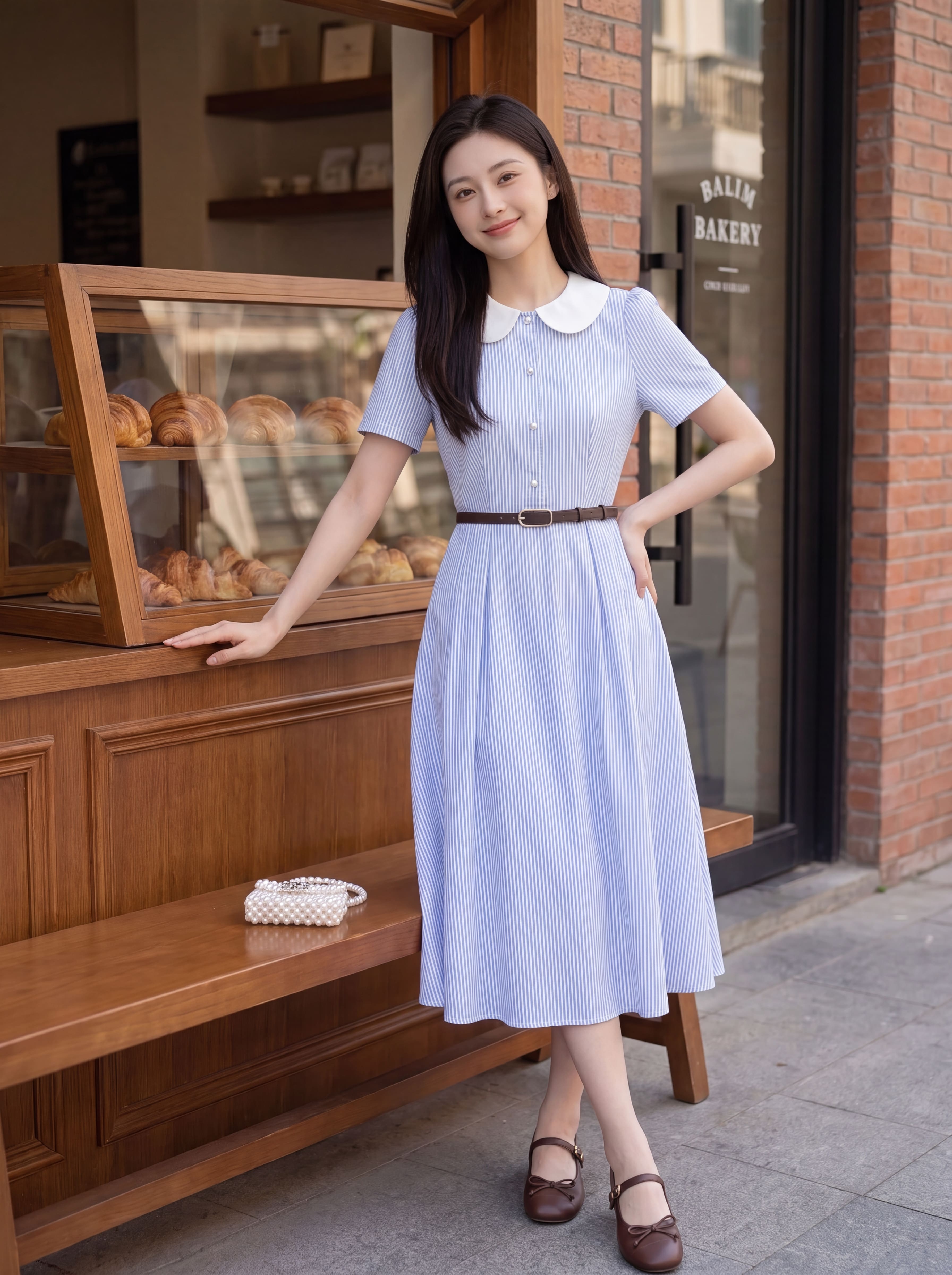 Váy cộc tay kẻ cúc ngọc 606009_thumbnail_2