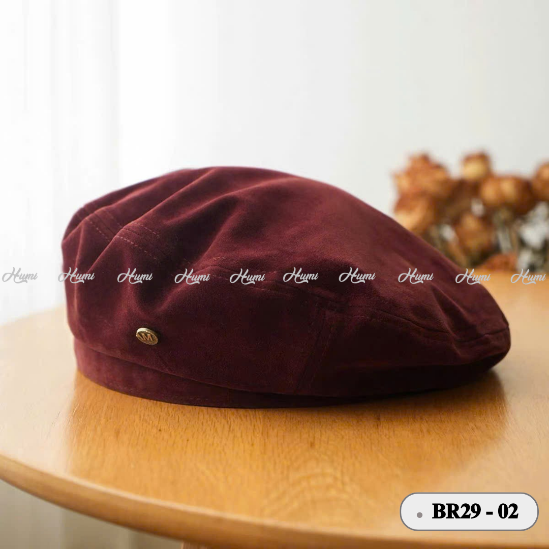 MŨ BERET DA LỘN PHONG CÁCH HÀN  (BR29-02 ĐỎ ĐÔ)