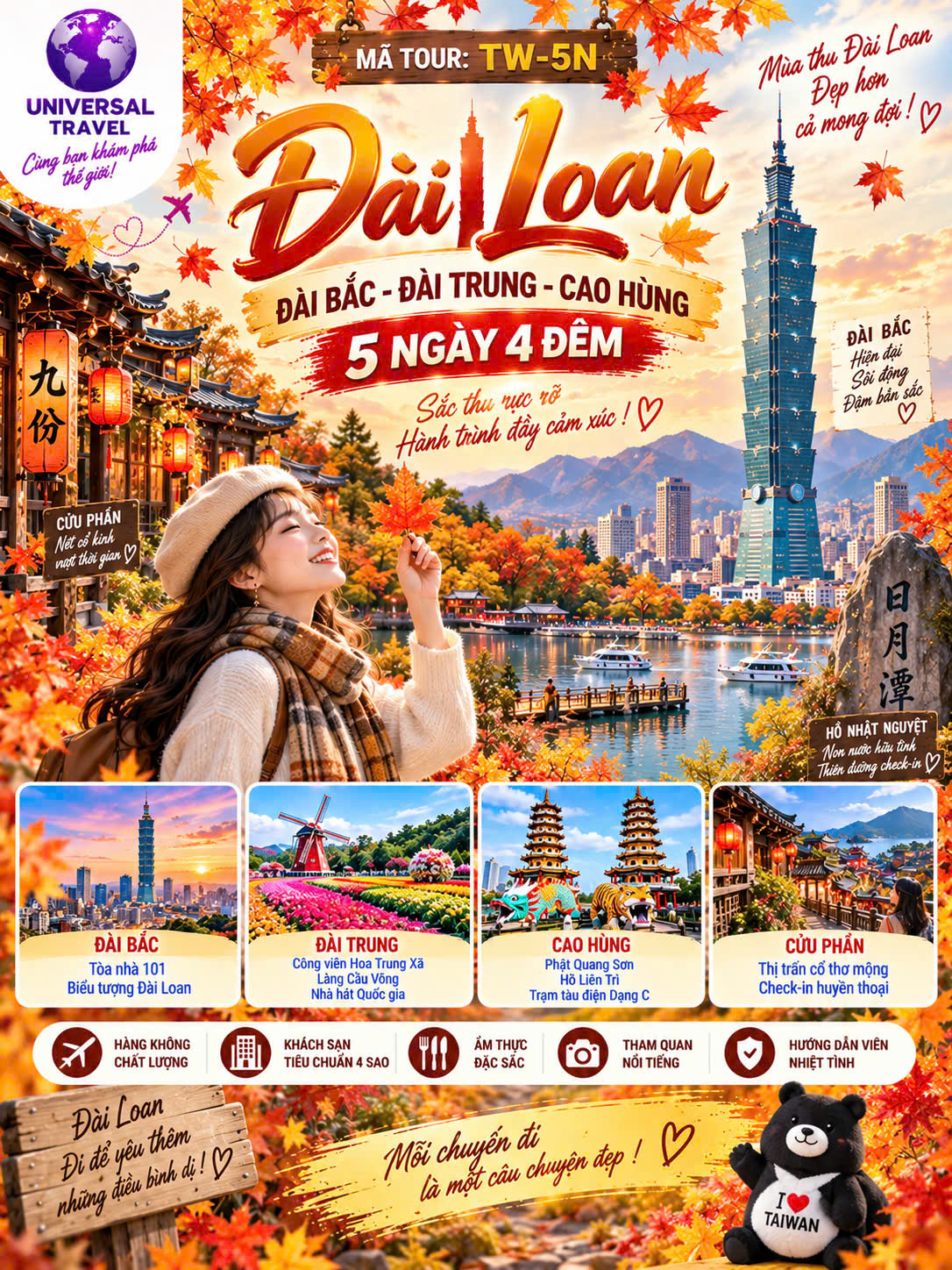 ĐÀI LOAN: ĐÀI BẮC- ĐÀI TRUNG- CAO HÙNG 5N4D