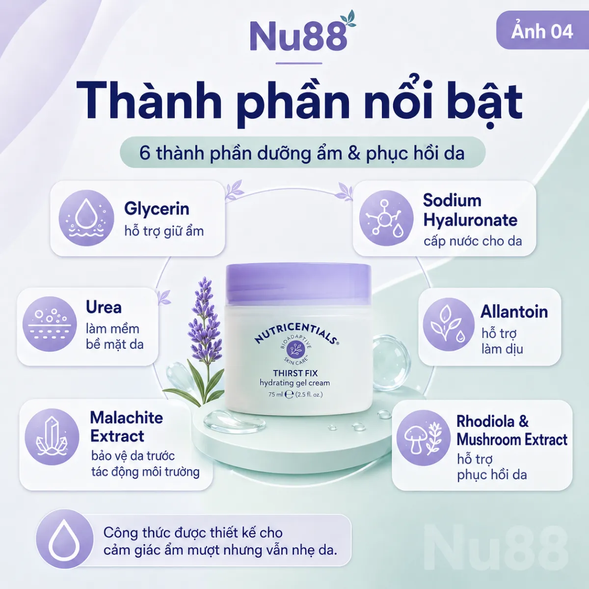 Kem Dưỡng Ẩm Ban Đêm Da Dầu/ Da Hỗn Hợp Nutricentials Thirst Fix Hydrating Gel Cream_thumbnail_5