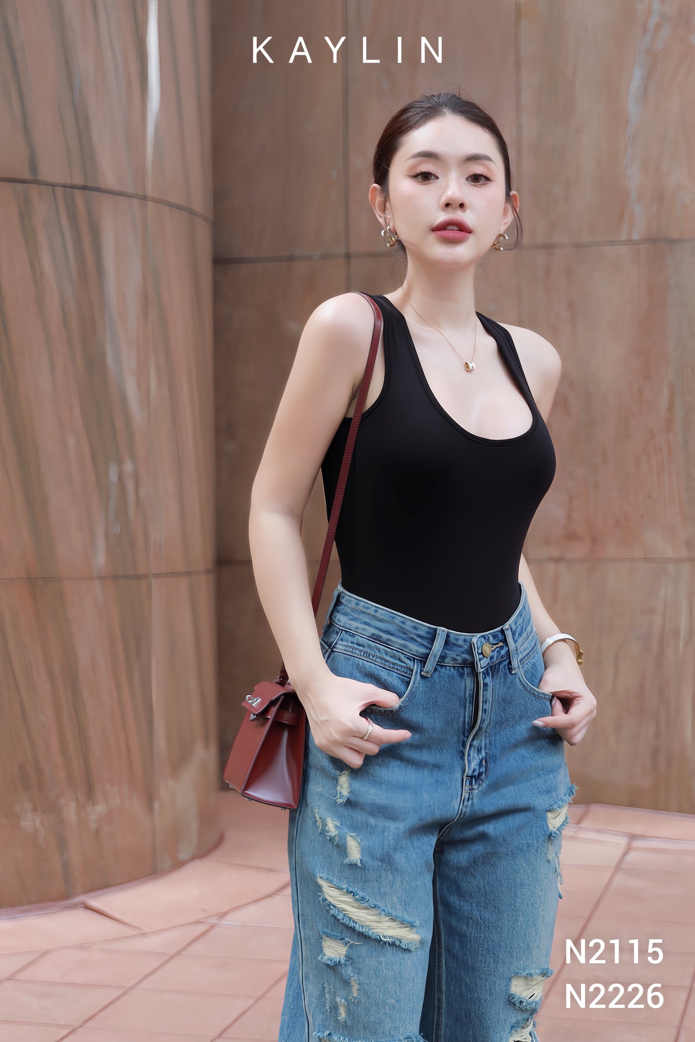 Quần Jean Suông KAYLIN Rách Cá Tính