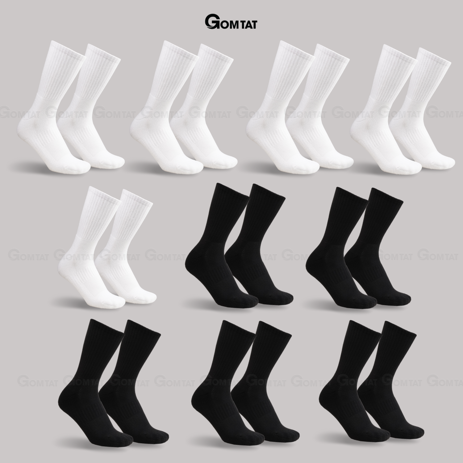 Combo tất cổ cao, cổ trung nam nữ GOMTAT, chất liệu cotton đệm xù êm chân - TATXU-TRON_thumbnail_23