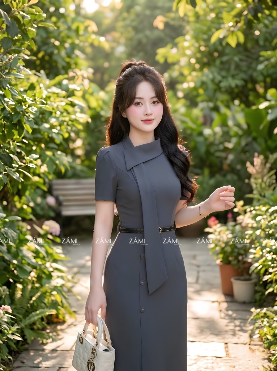 G55 - Đầm Cổ Lệch Cài Nơ Thanh Lịch_thumbnail_14