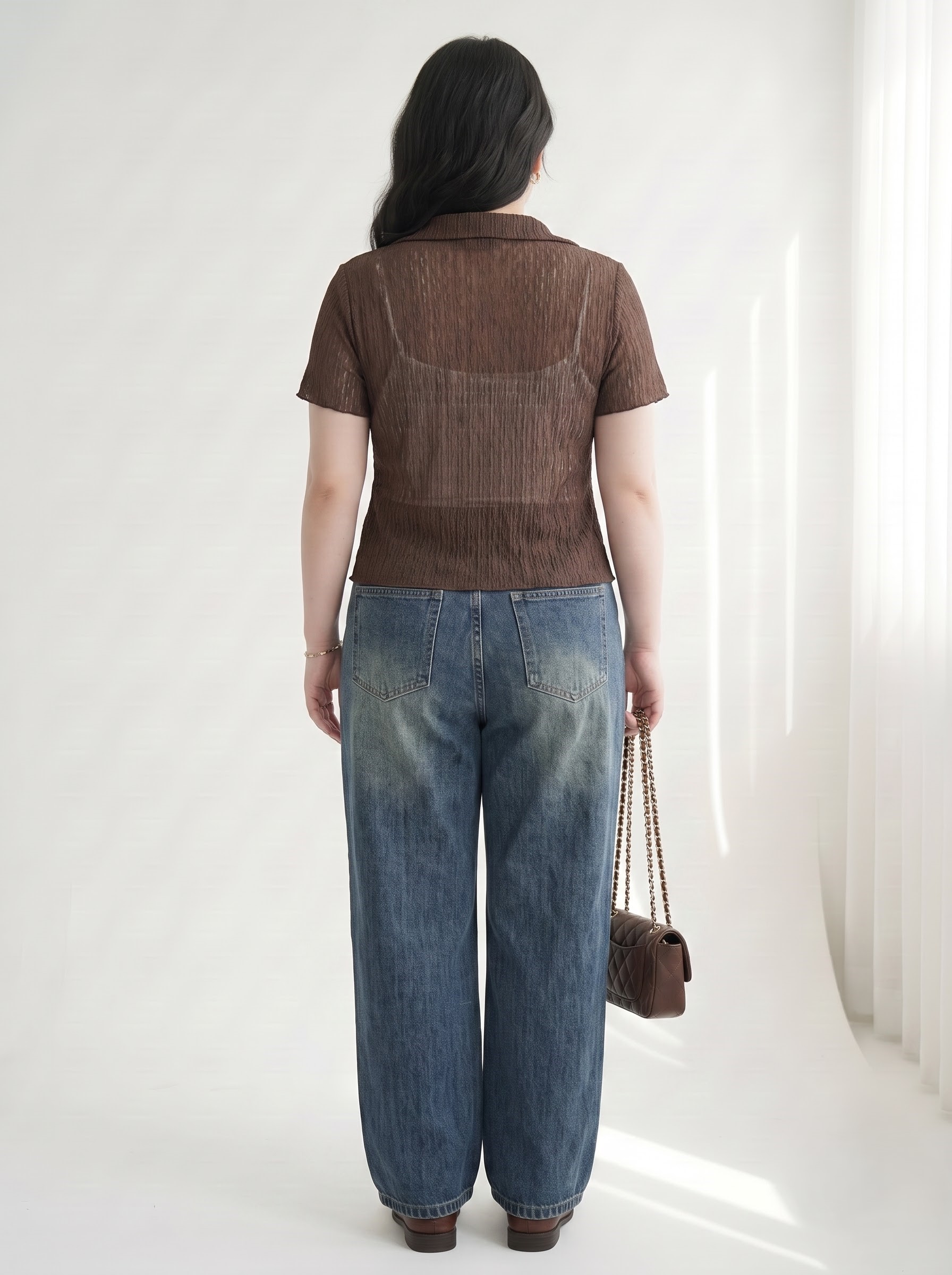 Quần Jean Suông Thêu Chữ Thập Bigsize Nữ Dài 103–105cm Không Co Giãn - Vừa 58–90kg - T-QJ639