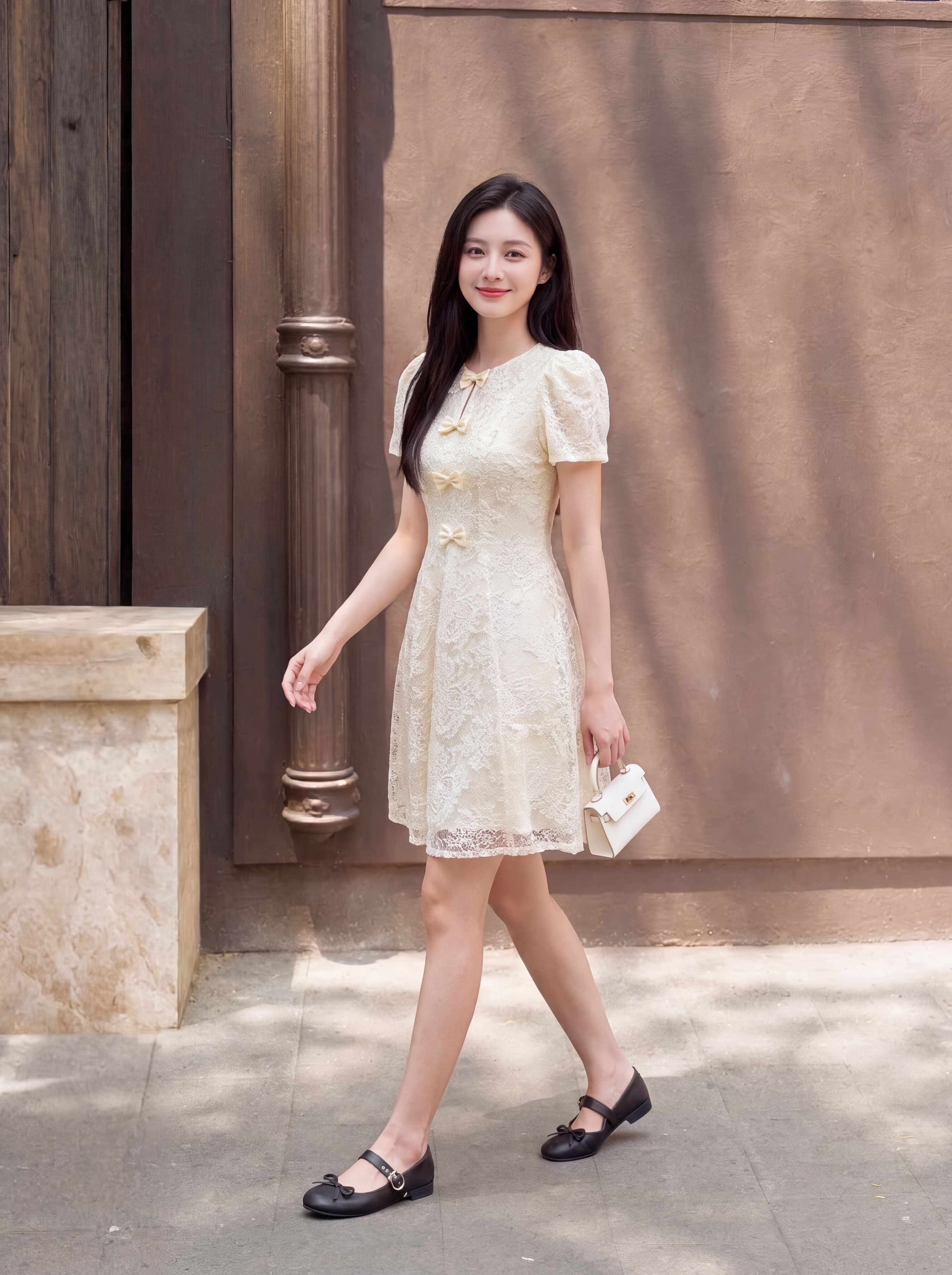 Váy ren cộc tay phối nơ 607001_thumbnail_2
