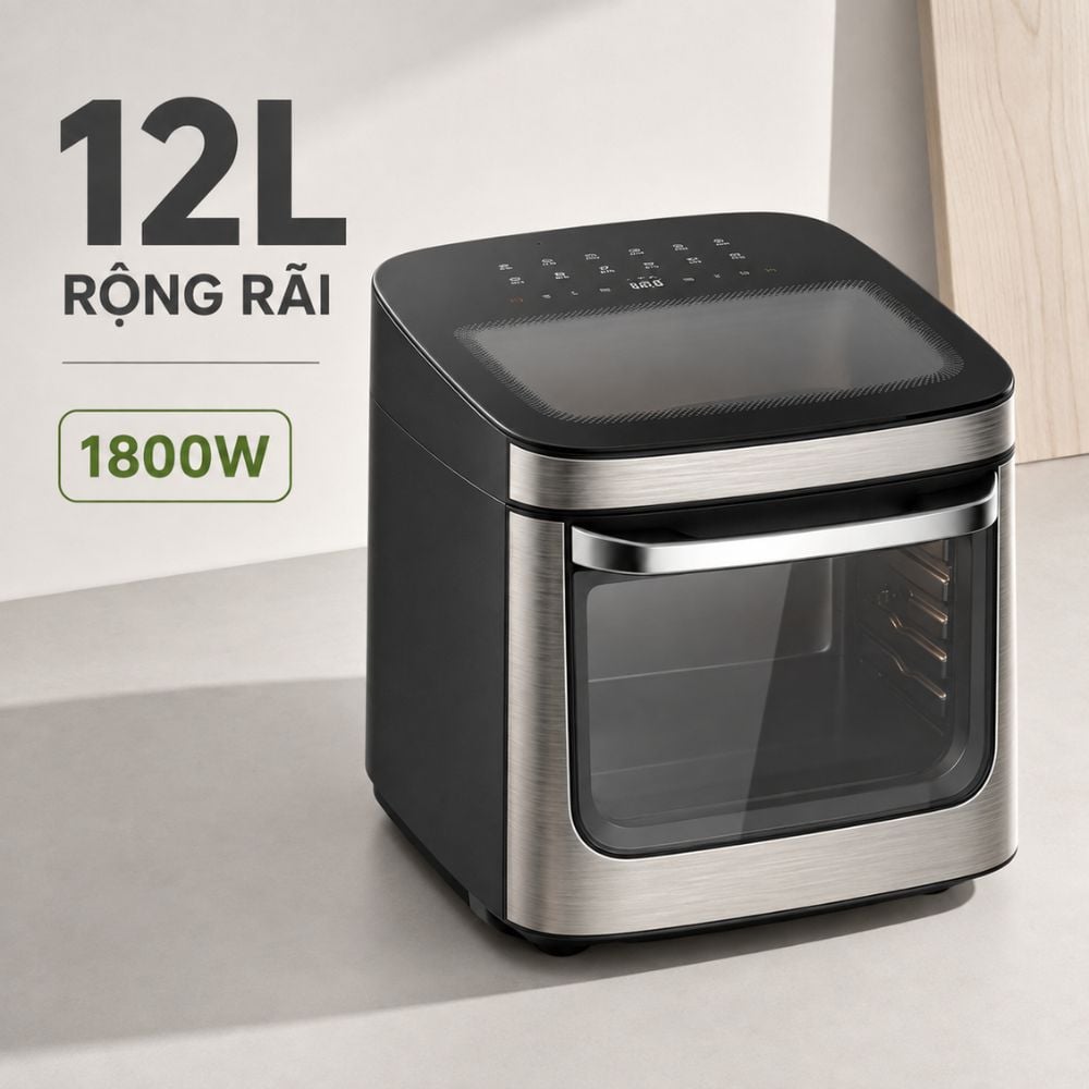Nồi chiên không dầu Mishio MK474 12L - Cảm ứng, cửa kính quan sát_thumbnail_8