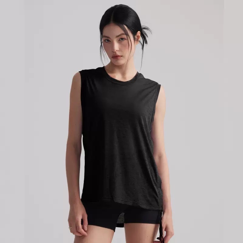 Áo Tanktop Thể Thao Nữ Ba Lỗ Rút Dây Form Rộng Vải Lưới Mè Thoáng Khí Thấm Hút Nhanh Khô