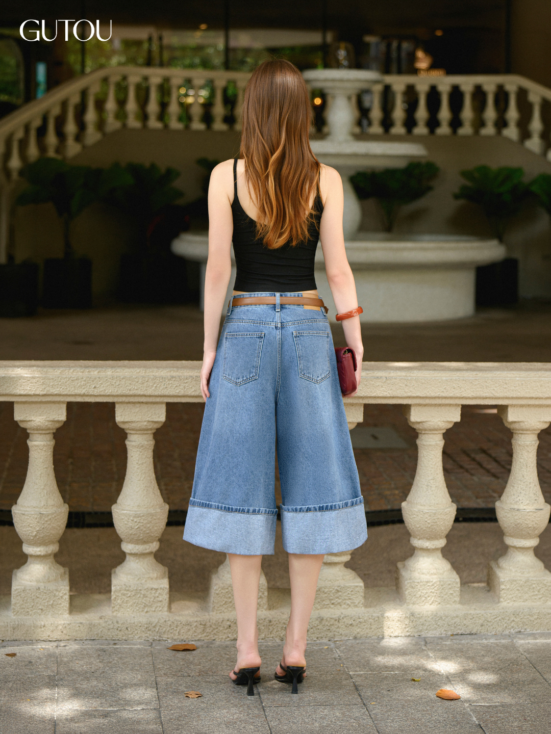 [ GUTOU ] Quần Jean Ngố Ống Suông Lai Gập Denim Casual_thumbnail_3