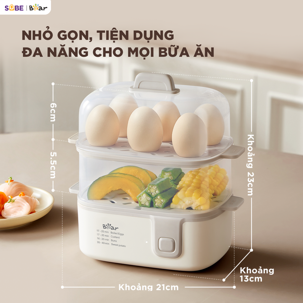 Nồi Hấp Điện Đa Năng 3L 2 Tầng Bear ECK-125NR Hấp Bánh Bao Hấp Trứng Hấp Đồ Ăn Dặm_thumbnail_8