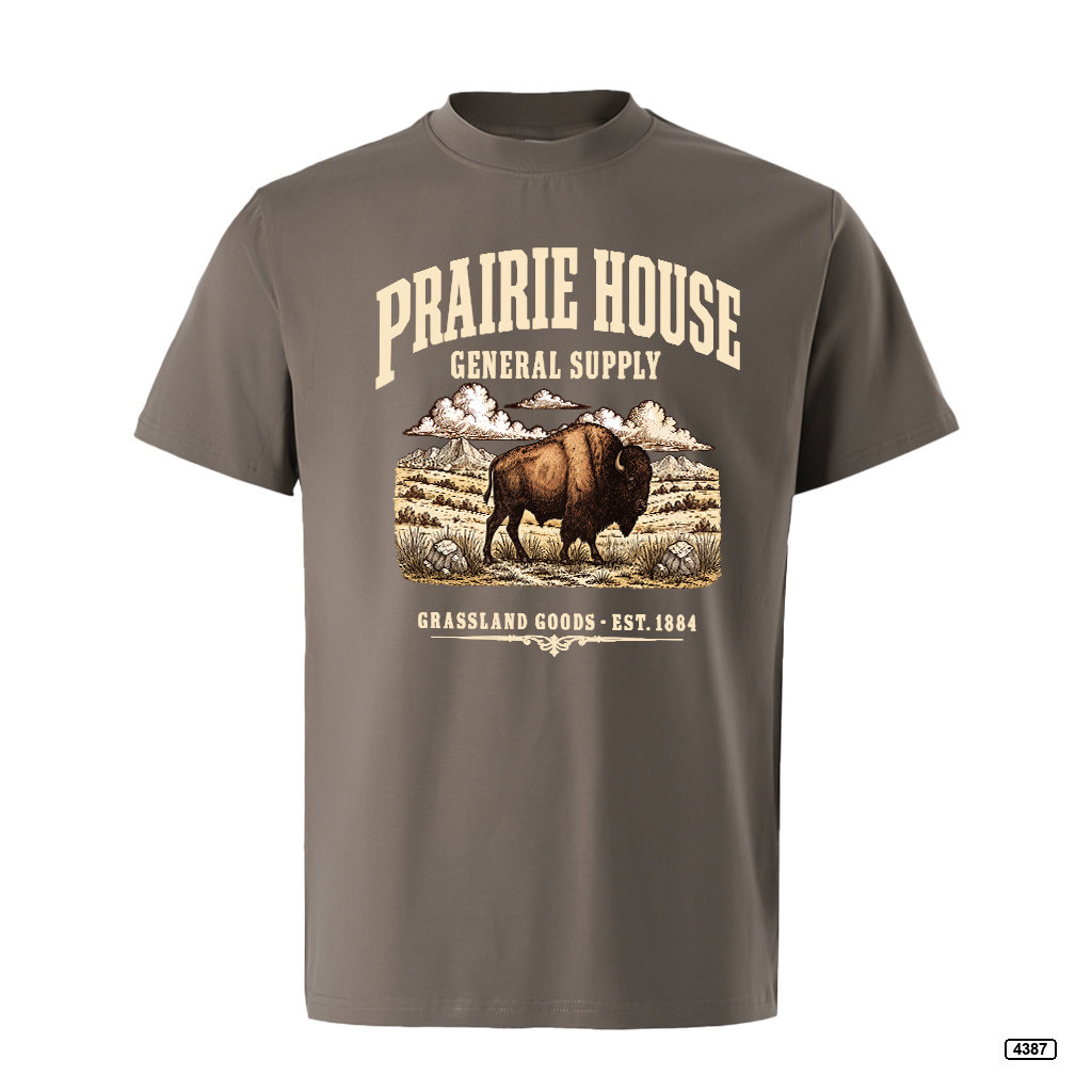Áo thun nam Prairie House Buffalo form rộng vintage TeePrint 4387_thumbnail_17