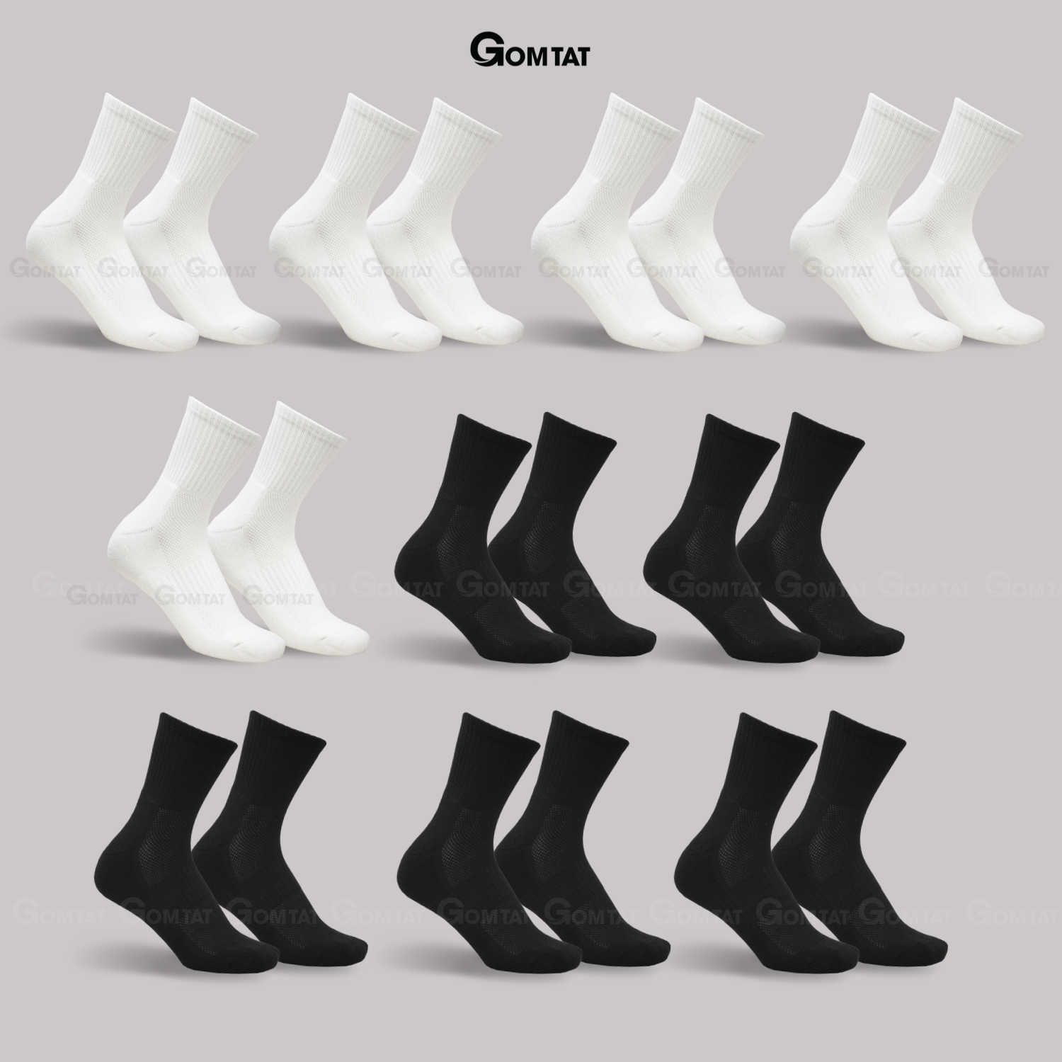 Combo tất cổ cao, cổ trung nam nữ GOMTAT, chất liệu cotton đệm xù êm chân - TATXU-TRON_thumbnail_24