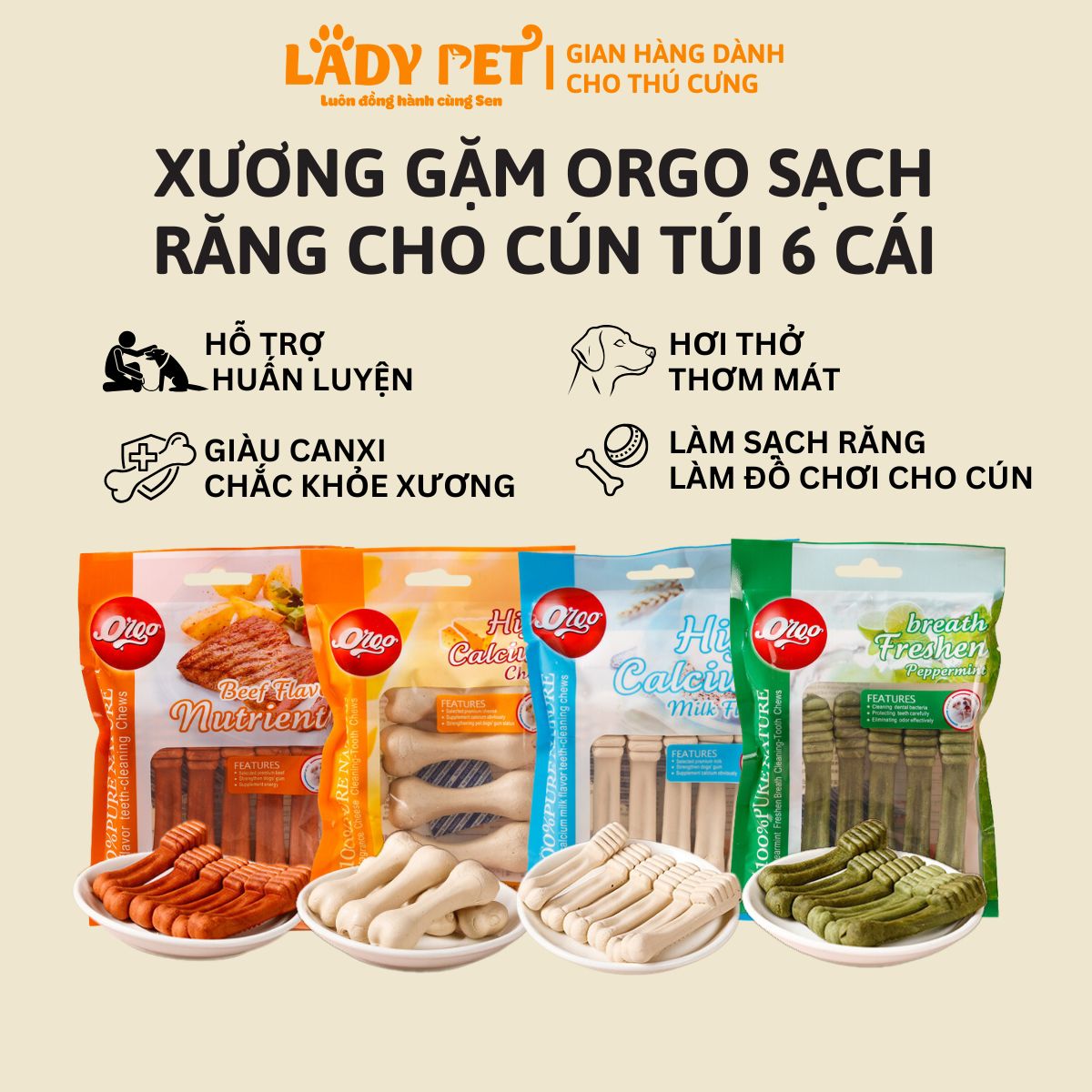 Xương gặm ORGO sạch răng cho chó