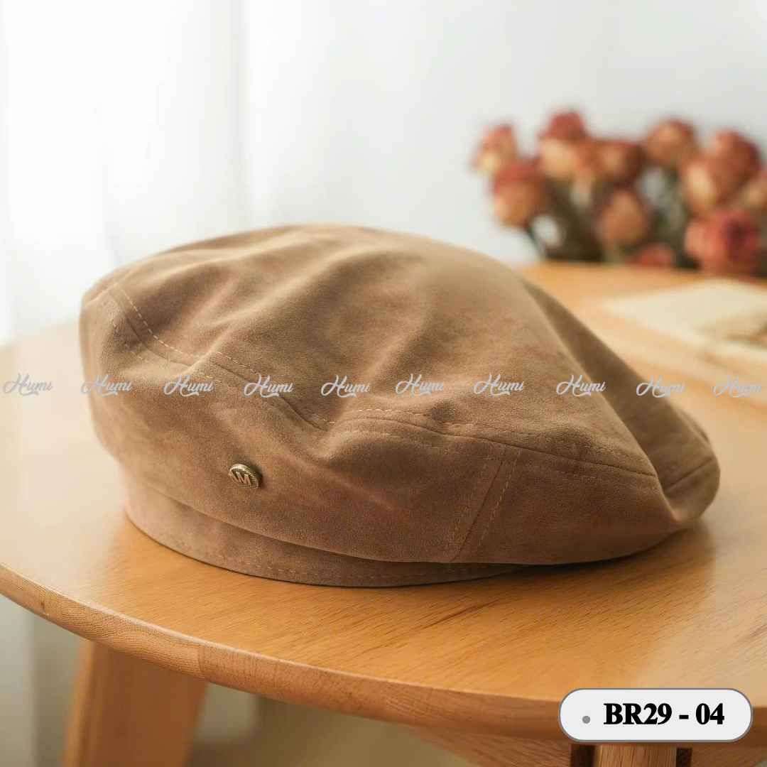 MŨ BERET DA LỘN PHONG CÁCH HÀN  (BR29-04 NÂU)