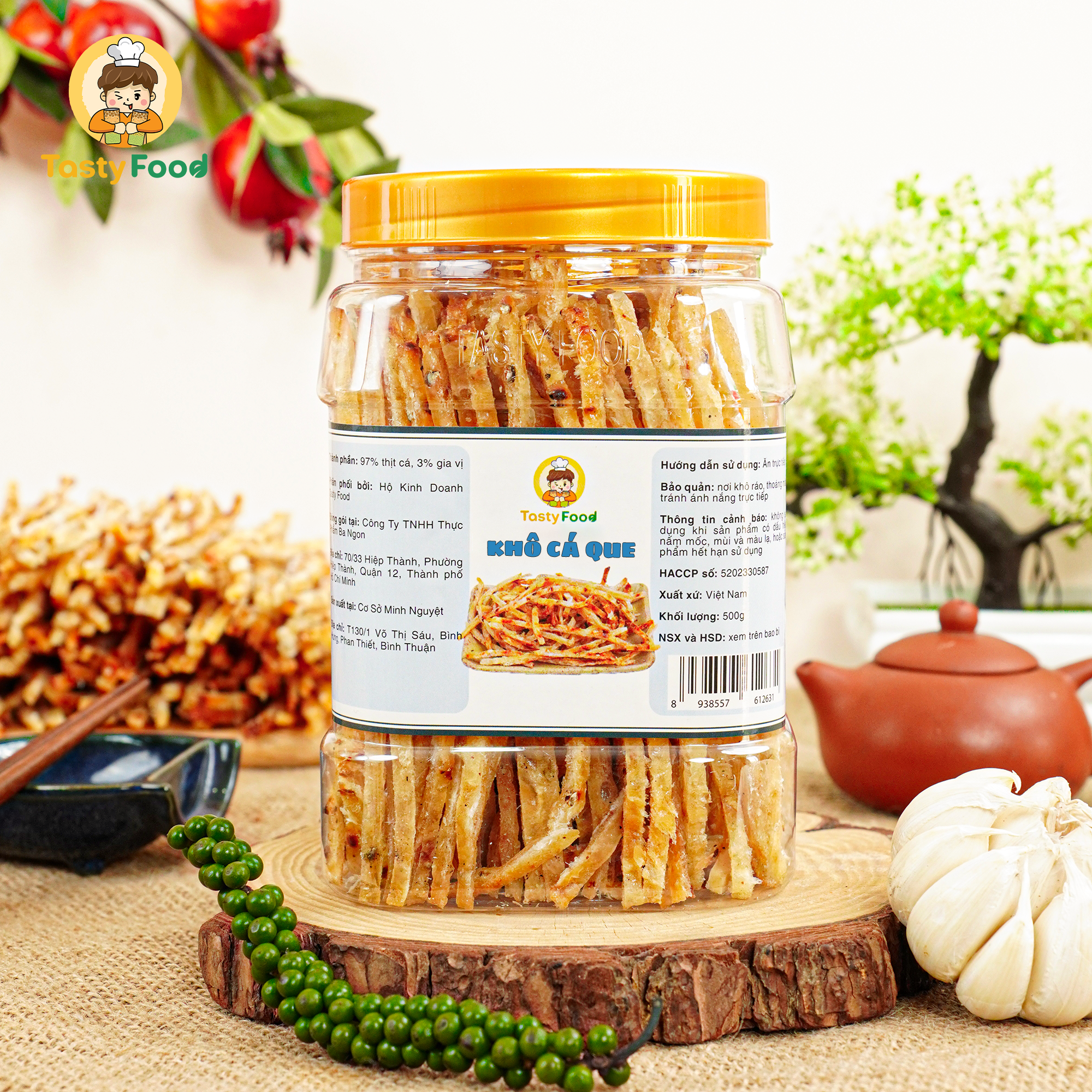 Khô cá thiều que cắt sợi Tasty Food - Hũ vuông 500g