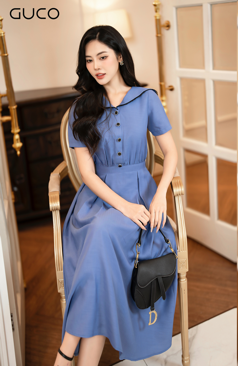 D10034XANH - ĐẦM XÒE CỔ CHOÀNG ĐĂNG REN  - XANH_thumbnail_4