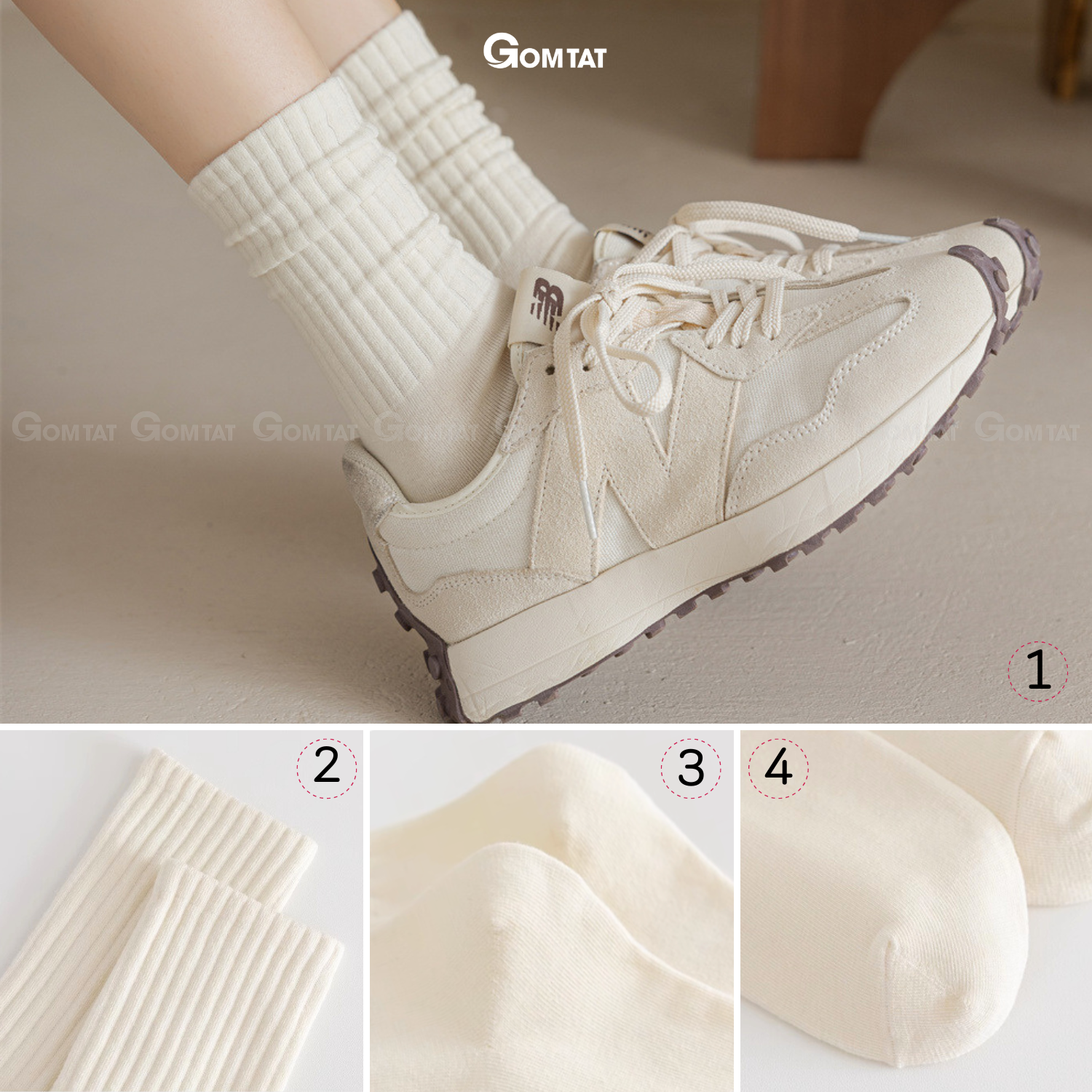 Combo tất cổ cao trơn sọc gân GOMTAT, vớ nữ cao cổ chất vải dày dặn êm ái, khử khuẩn thoáng khí - OAS-1701_thumbnail_6