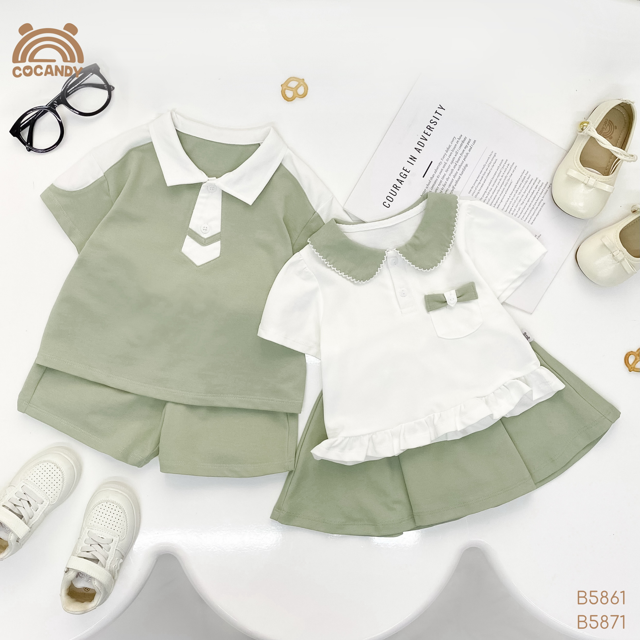 Bộ cộc XANH BƠ túi ngực nơ chân váy tennis_thumbnail_3